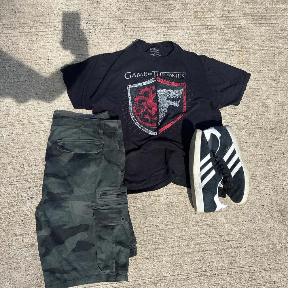 Vintage Game of Thrones Graphic Tee Black Cotton T-Shirt Distressed Y2K Goth
